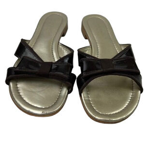 Mila Paoli  Brown Patent Sandals with Bow size 7 ½